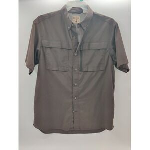 RedHead Mens Brown Short Sleeve Vented Fishing‎ Utility Shirt Button Down Large